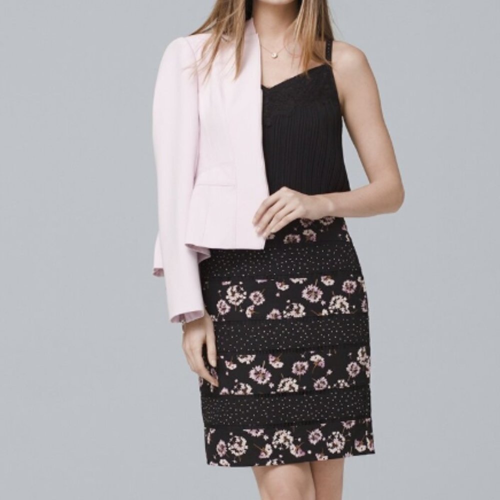WHBM MIXED-PRINT office siren preppy‎ chic cherry blossom flowers PENCIL SKIRT 4
